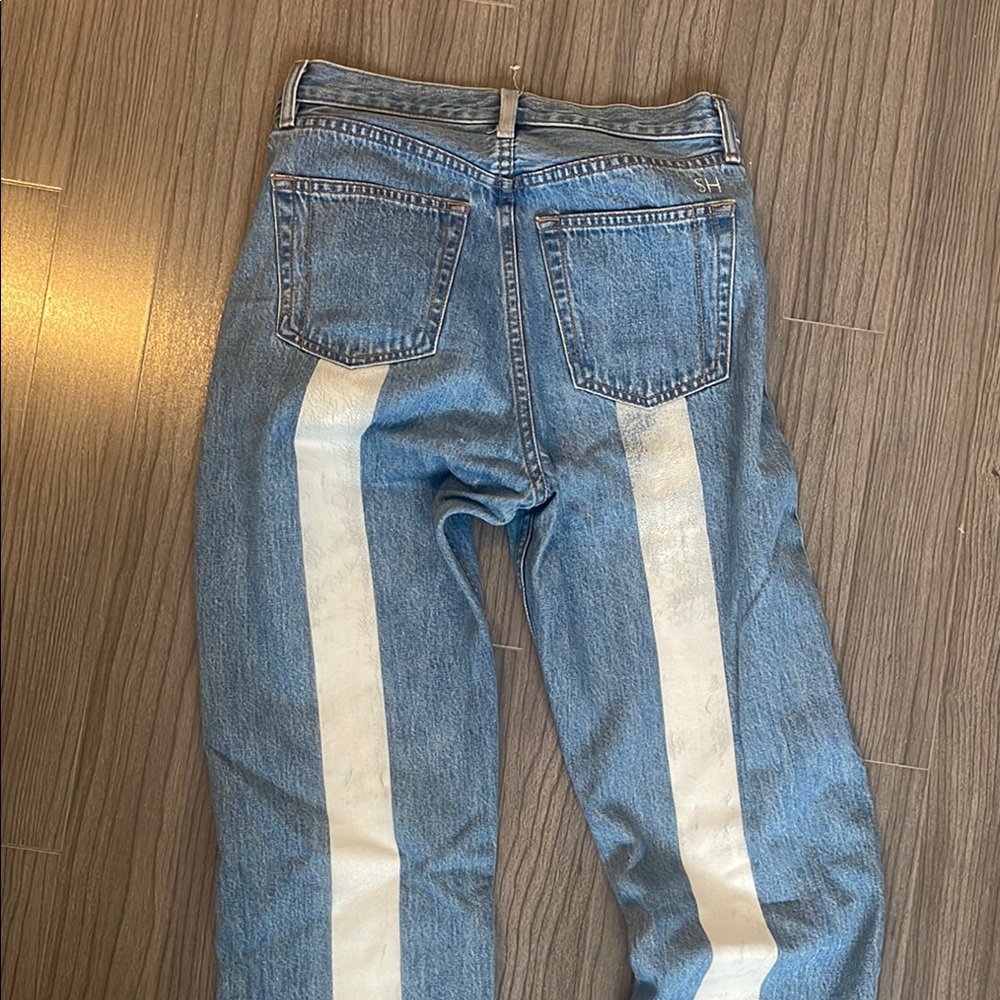 Classic Blue Jeans with White Accent